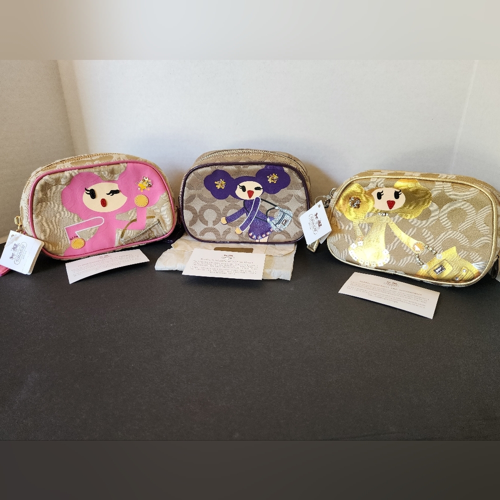 Coach Winner's Choice Poppy Chan Cosmetic Case - Goldy, Violette, & Pinky